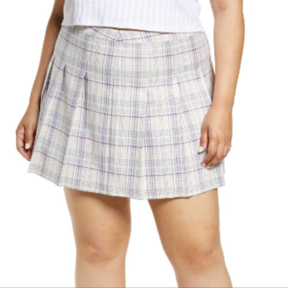 BP Ivory Purple Veronika Plaid Pleated Skirt Women’s Size 3X